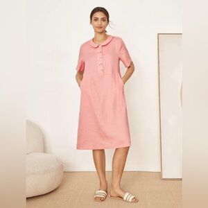 Grae Cove Linen Kiki Peter Pan Pink Midi Dress